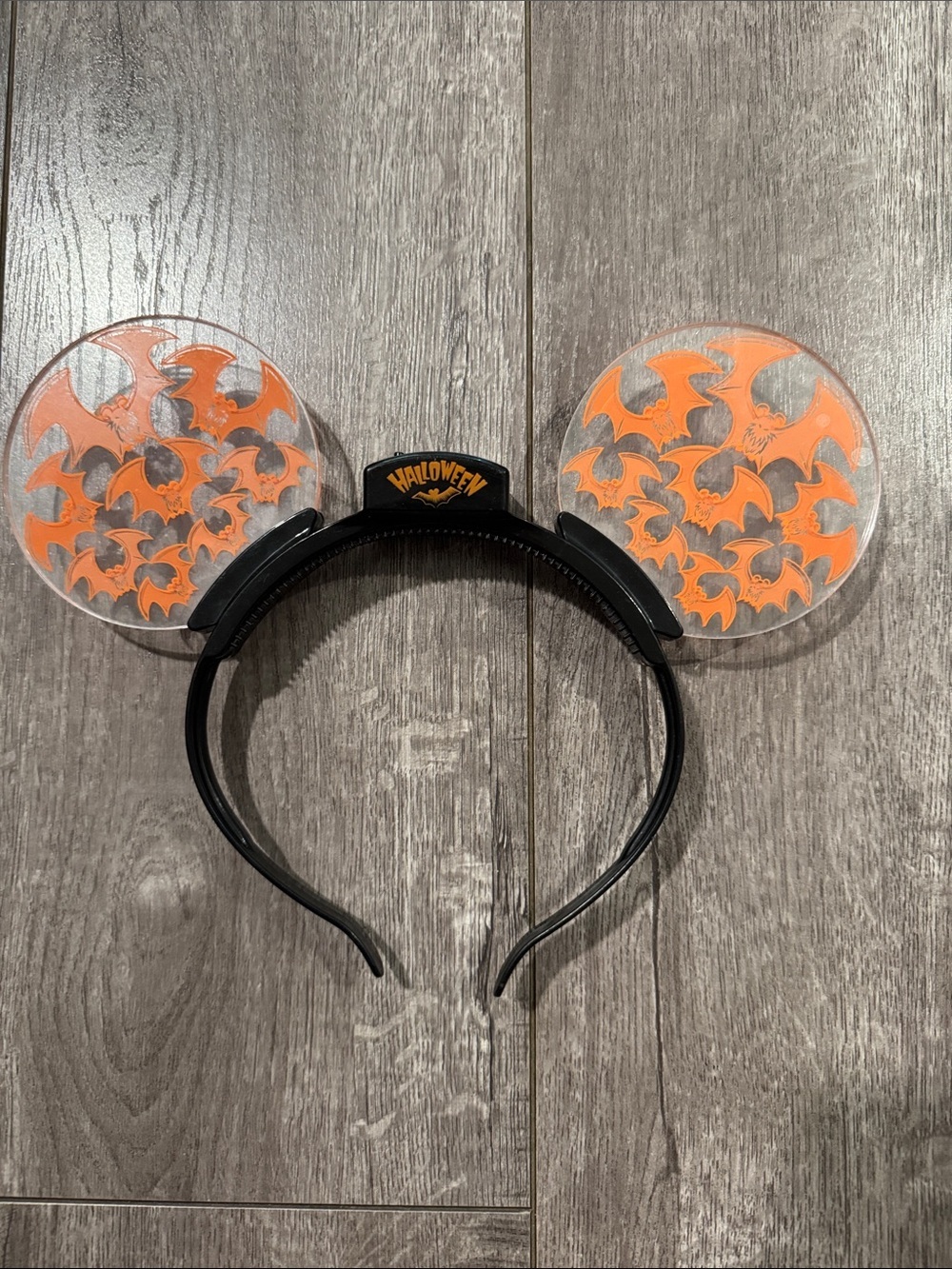 Disney 2017 Halloween Mickey Ear Headband Orange Animated Glow Light Up rare